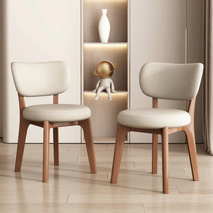 欧式实木餐椅简约现代网红椅家用轻奢极简椅子奶油风酒店餐厅新款