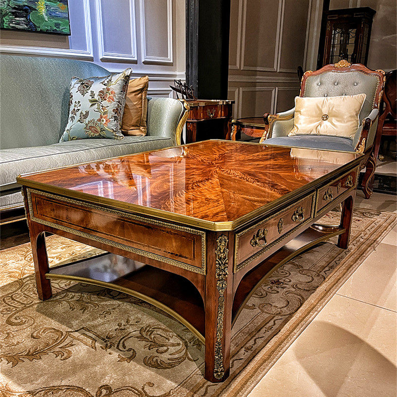 欧式整装长方形2025新款原木全实木客厅矮沙发大厅双层储物大茶几