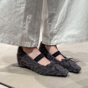 5cm法式复古方头蝴蝶结一字带2026新款玛丽珍鞋内增高黑色单鞋女