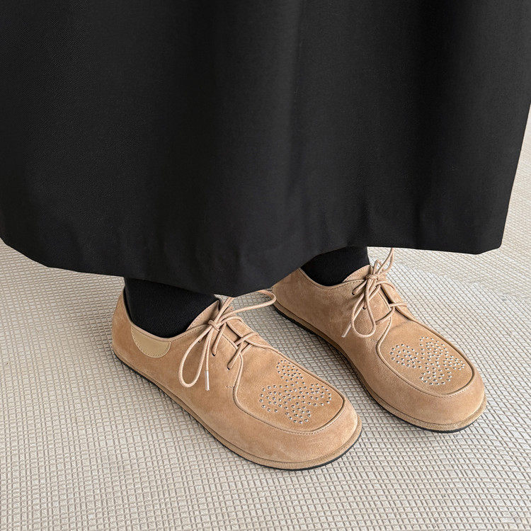 1.5cm复古德比鞋平底系带深口单鞋羊反绒休闲鞋2026新款圆头日常,女鞋,深口单鞋,淘宝优惠券,粉丝福利购,淘宝优惠卷