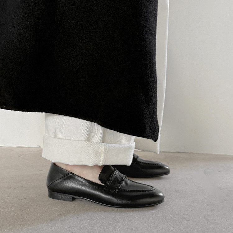 1cm复古风浅口乐福鞋女平底一脚蹬2026新款通勤百搭显瘦黑色单鞋,女鞋,深口单鞋,淘宝优惠券,粉丝福利购,淘宝优惠卷