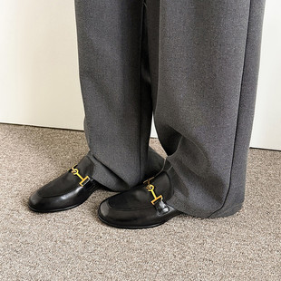 2cm真皮乐福鞋女2026春新款单鞋软底不累脚平底女鞋英伦风小皮鞋