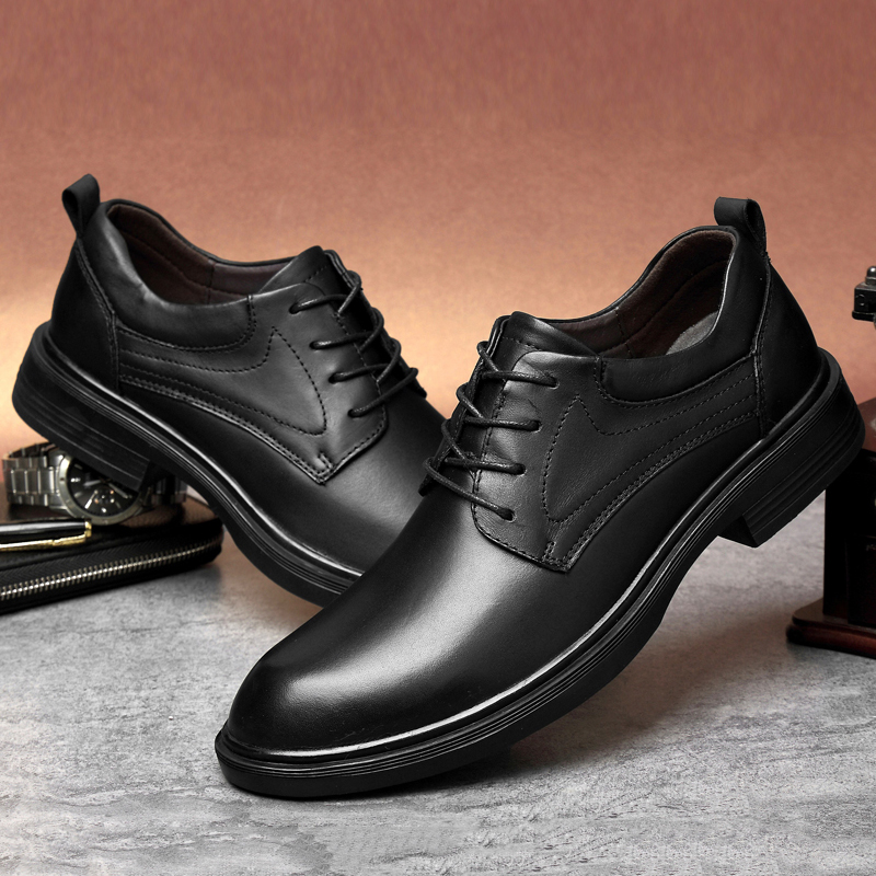 真皮胖子加肥加大脚背高男鞋