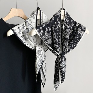 复古腰果花时尚小丝巾三角巾女春秋薄款韩版装饰领巾头巾屁帘披肩