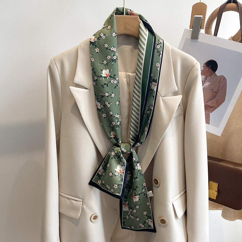 小长条窄丝巾女百搭春秋季发带围脖装饰长款围巾方巾韩系领巾绑带