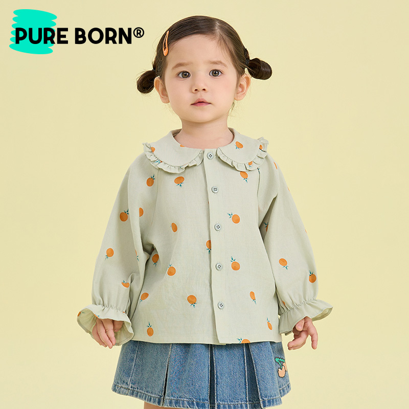 博睿恩儿童娃娃领衬衫新款纯棉