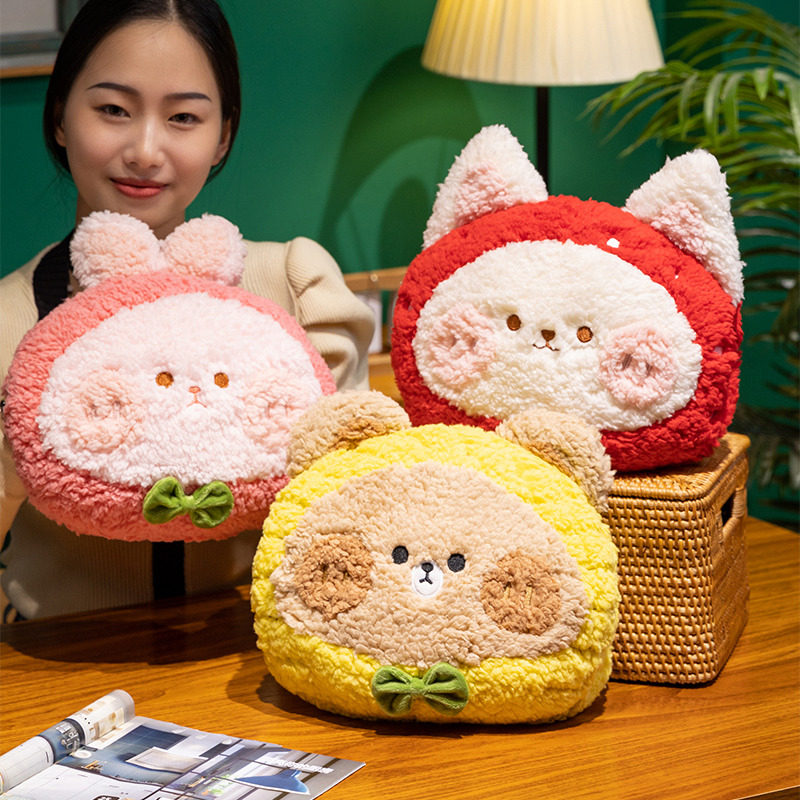 暖手捂插手抱枕热水袋卡通毛绒靠垫可揣手学生午睡枕冬天暖手神器