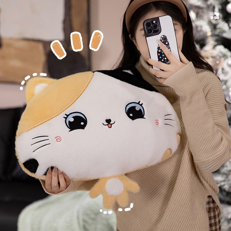 猫咪抱枕暹罗猫公仔毛绒玩具喵星人腰靠坐垫屁股垫趴趴枕睡觉抱枕