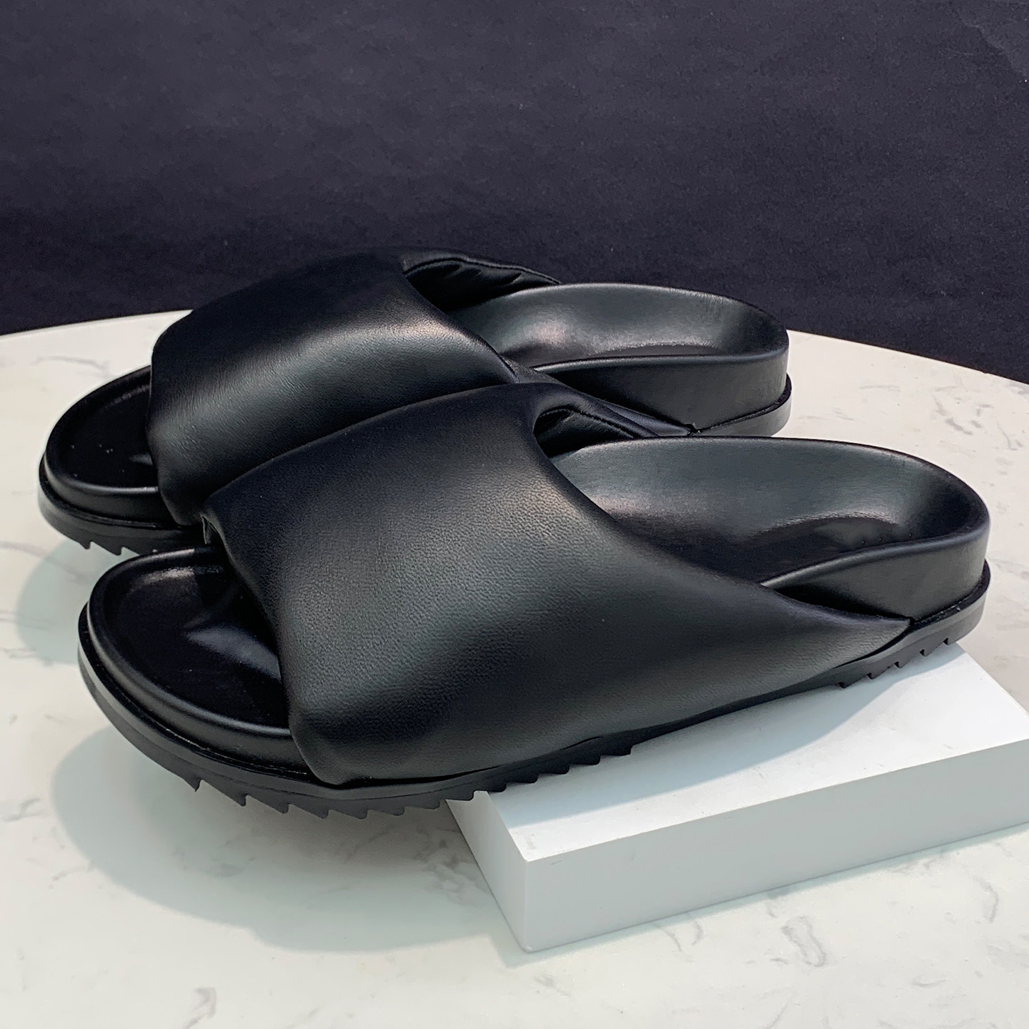 ro鞋子厚底面包拖鞋男2025年夏季新款暗黑一字带休闲勃肯半拖鞋女