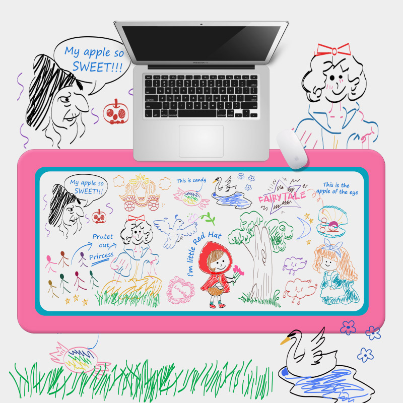 原创超大pvc皮革鼠标垫少女心防水防滑学习游戏电脑写字桌垫童话