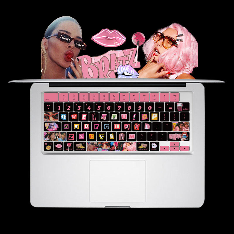 适用新MacBook硅胶键盘膜m3保护air苹果笔记本14电脑pro13粉拼贴