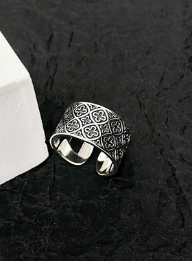 四叶草宽版开口戒指女