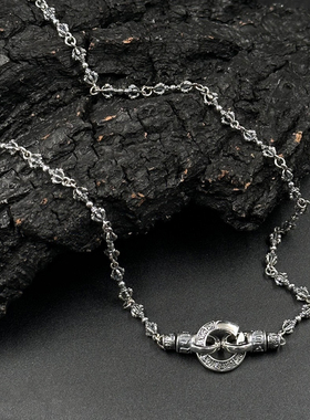 金刚杵链身双圈圆形六字真言项链