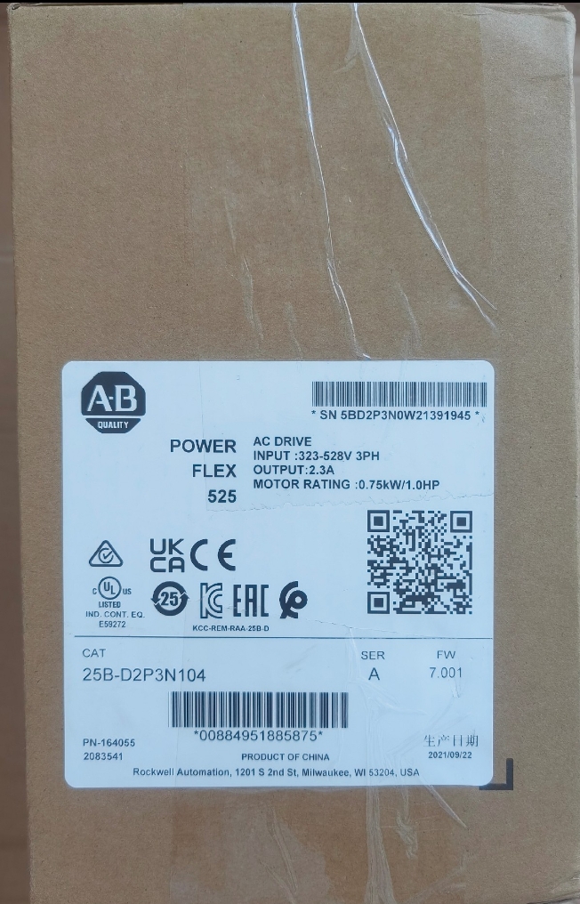 AB变频器 罗克韦尔25B-D2P3N104 POWER FLEX 525 0.75KW 全新原装 五金/工具 玻璃吸盘 原图主图