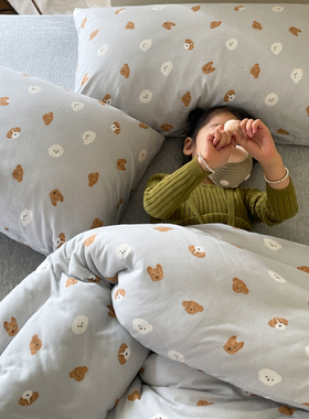 超柔软儿童被套单件可爱小狗狗A类婴儿纯棉针织裸睡全棉单人被罩