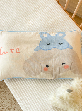 可爱儿童枕套纯棉100纱布柔软透气吸汗宝宝全棉小枕头套枕皮单只