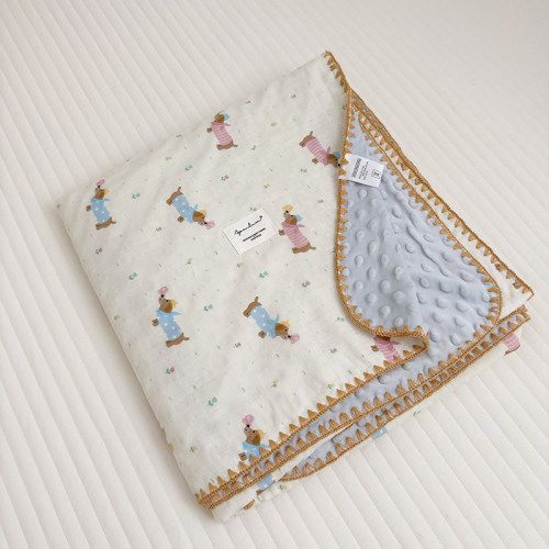 豆豆毯双层纱可爱儿童盖毯空调被