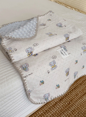 可爱小象婴儿双层纱豆豆毯夏季a类儿童幼儿园午睡薄款空调盖毯被