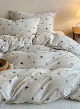 可爱小熊A类婴儿柔软纯棉针织棉被套单件儿童天竺棉裸睡单人被罩