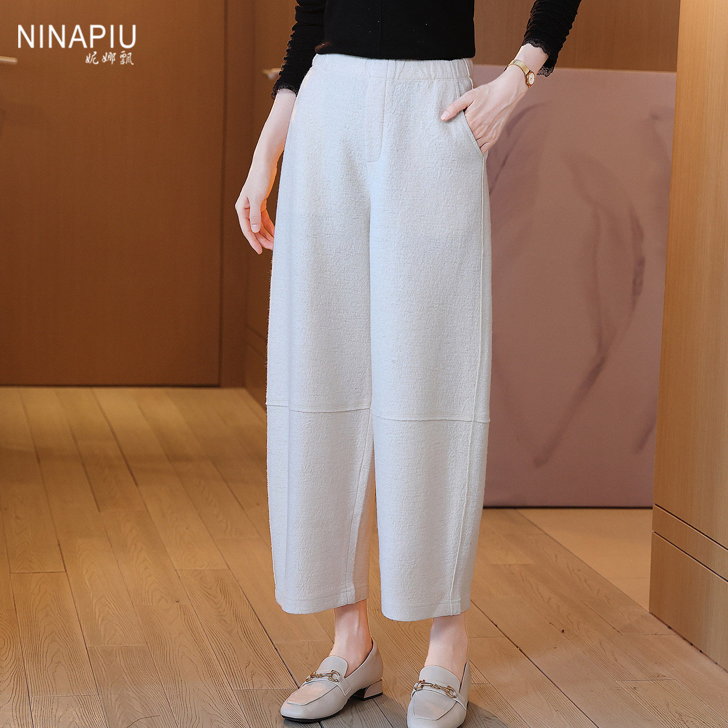 简约时尚羊毛休闲哈伦裤女秋冬新款宽松阔腿哈伦裤气质休闲萝卜裤,女装/女士精品,休闲裤,淘宝优惠券,粉丝福利购,淘宝优惠卷