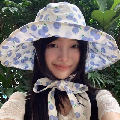 甜美可爱大檐绑带遮阳渔夫帽子女
