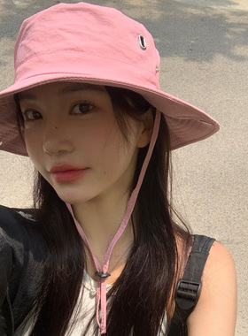 粉色西部牛仔帽女旅游露营帽渔夫帽防晒遮阳帽户外徒步登山帽子男