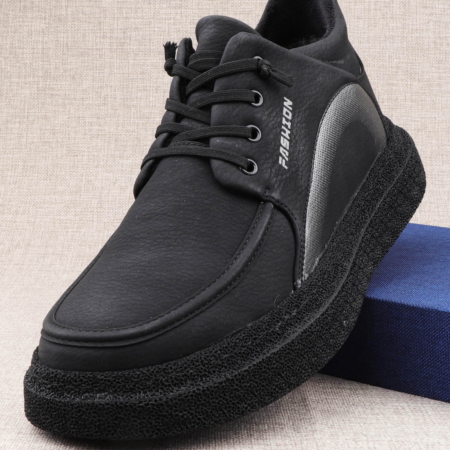 时尚潮流男棉鞋厚底加肥宽头爸爸