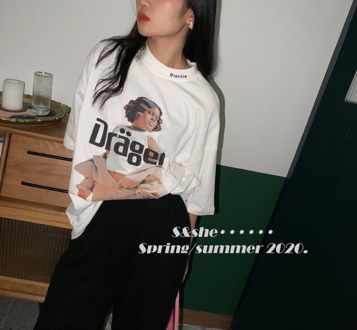 宽松短袖t恤女上衣女s&she韩版女装2020春夏装新款潮流百搭t女潮