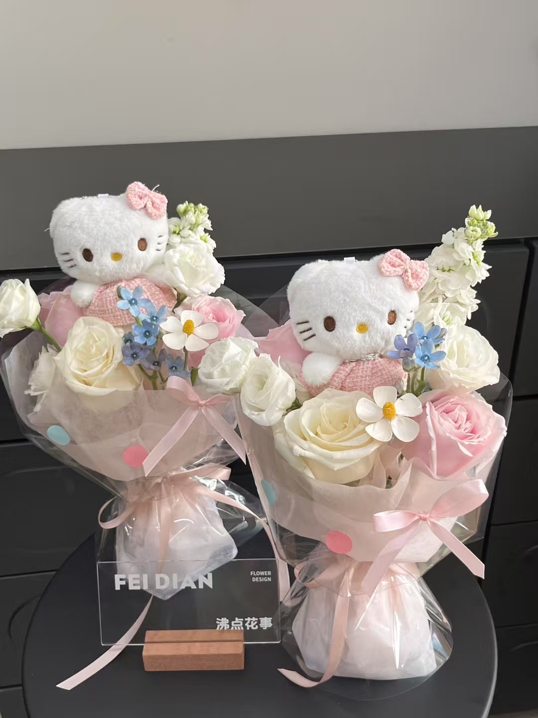 厦门花店小花束kity猫粉雪山白玫瑰生日送闺蜜女友同城鲜花速递