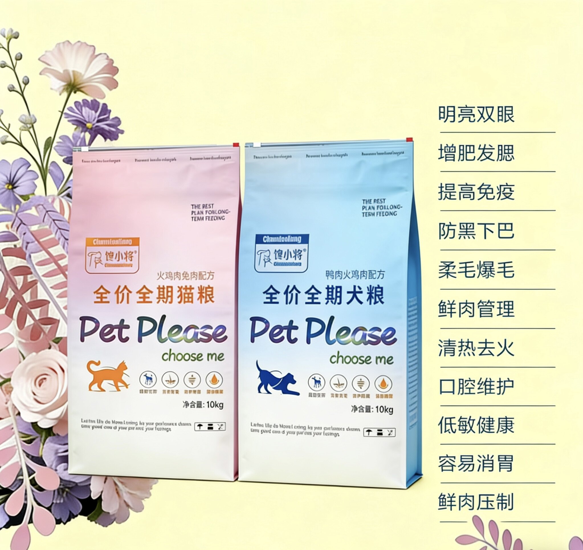 馋小将【厂家推荐】繁育装犬猫粮10kg全价无谷粮功能性试口性好