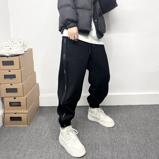 潮牌痞帅运动裤 冬季 宽松束脚哈伦卫裤 男士 加绒裤 锥形休闲裤 子男款