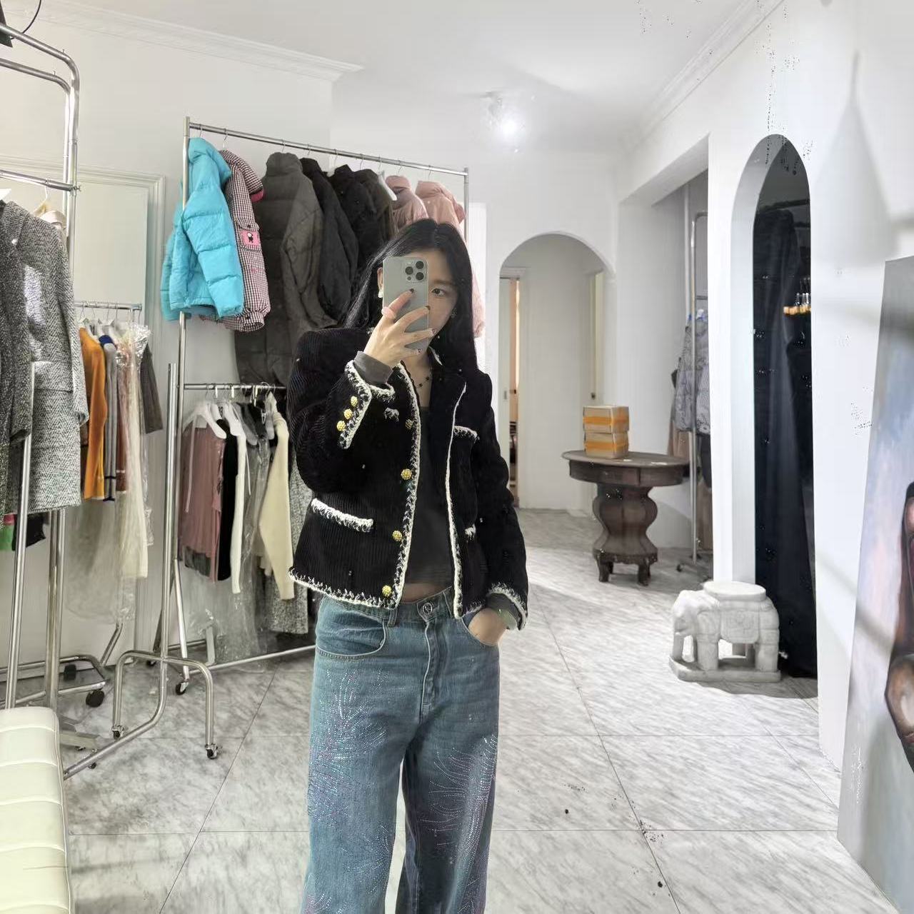 日娜高奢20XXASIA BUYER 11 wka 经典质感灯芯绒进口滚边口袋外套