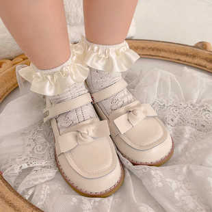 韩国新品 童袜绸缎爱心镂空棉袜宝宝儿童花边袜日系短袜潮配小皮鞋