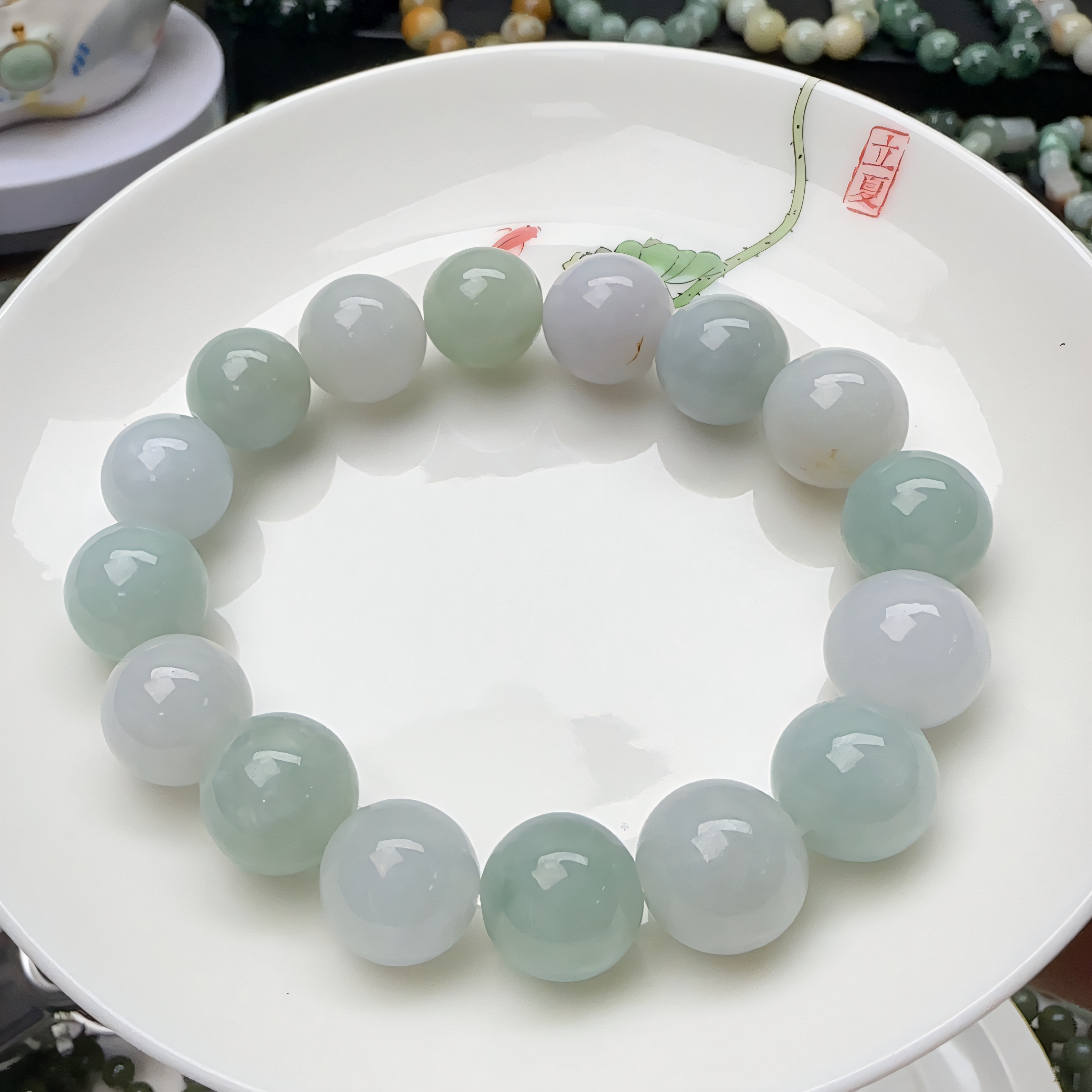 翡翠马卡龙手串卡12+