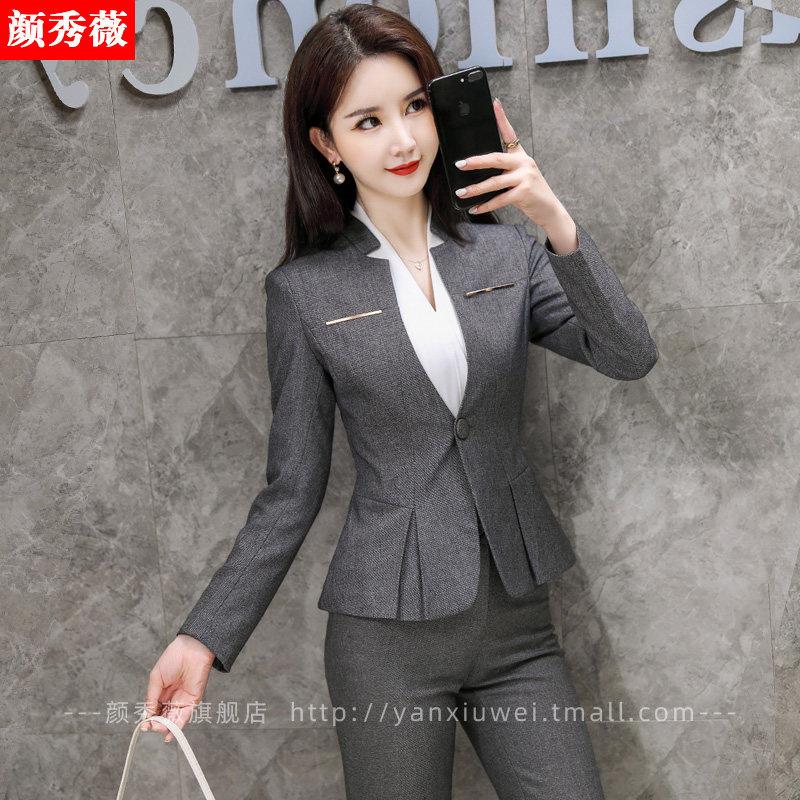 职业装女套装秋季新款时尚气质高端西装工作服面试正装西服三件套