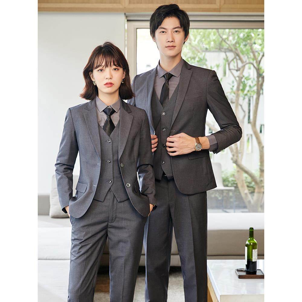 胖mm灰色西服套装男女大码西装外套大学生正装气质修身职业工作服