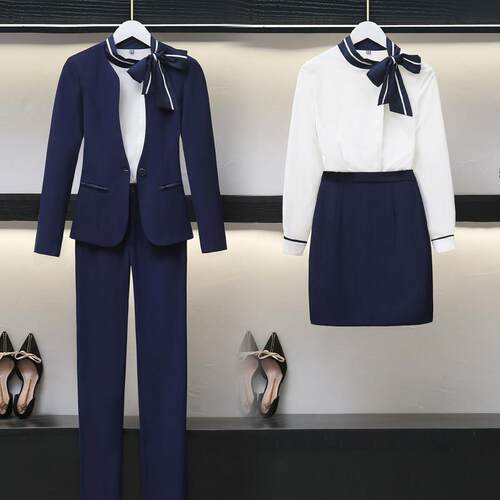 空姐制服职业套装女春秋时尚前台美容师工作服女职业气质西服套裙