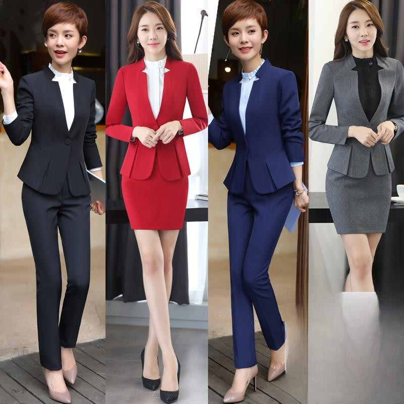 秋冬职业装套装女套裙新款时尚修身工作服长袖西装白领OL面试正装