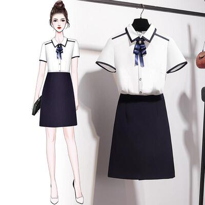 职业套装女夏白色衬衫气质修身酒店前台工装珠宝店物业客服工作服