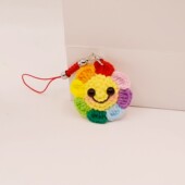 毛线钩织太阳花胸针笑脸手机绳配饰成品挂件
