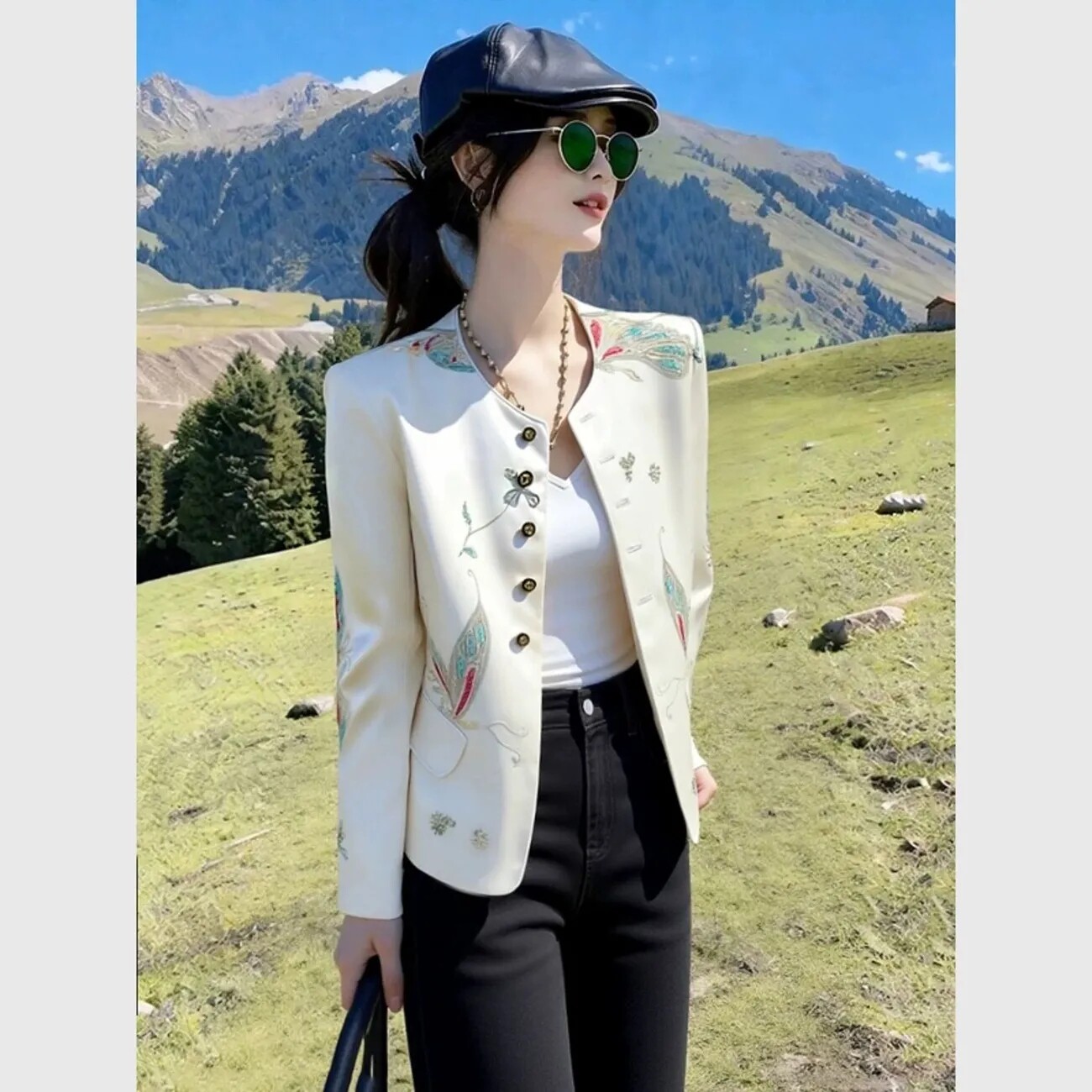 春季新款温柔减龄气质时尚洋气减龄显瘦遮肉白色小香风外套女图片