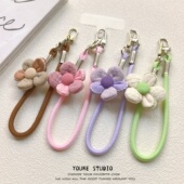 编织绳小众立体花朵杯绳短绳手腕绳带夹片手机壳挂绳手绳ccd相机