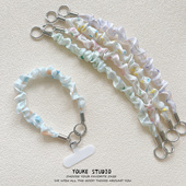 ins流光纱圆点褶皱短绳手腕绳带夹片手机壳挂绳短款 手绳ccd相机女