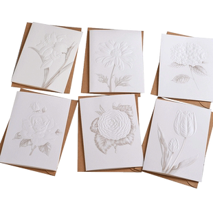 创意商务浮雕鲜花教师节贺卡生日婚礼誓言感恩祝福简约感谢小卡片