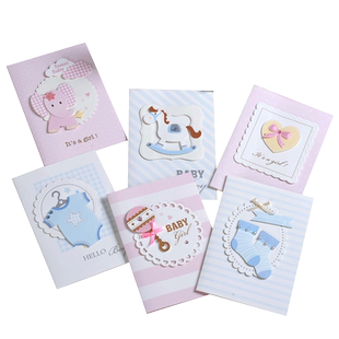 卡通儿童生日请帖定制粉色宝宝满月百日宴周岁请柬邀请贺卡片1812