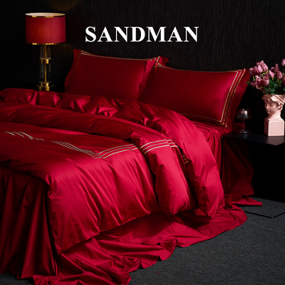 SANDMAN高端月光女神四件套红色结婚被子贡缎被套婚庆床上用品