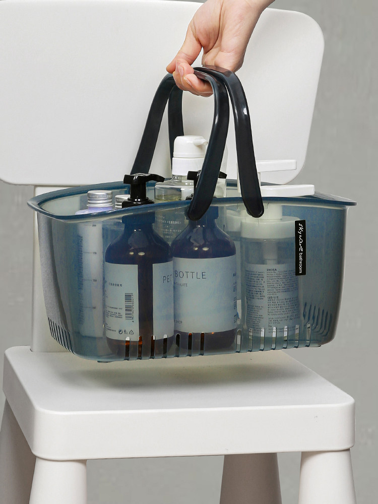 韩国进口浴室洗澡筐手提沐浴篮收纳篮塑料浴框大容量游泳洗浴篮子