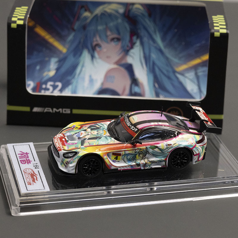 现货 原厂1:64奔驰amg gt 初音未来动漫涂装 合金汽车模型 绝版