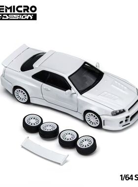【现货】TimeMicro×PSC 1:64尼桑R34齿虎工程师版白色合金车模