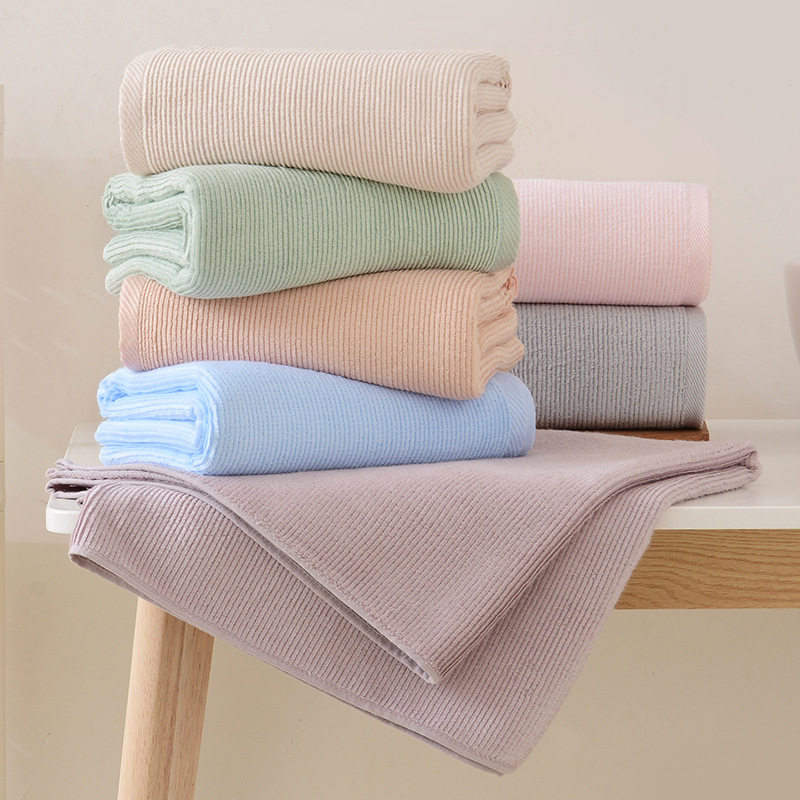 新款素色简约横纹竹纤维大浴巾 70*140cm柔软430克